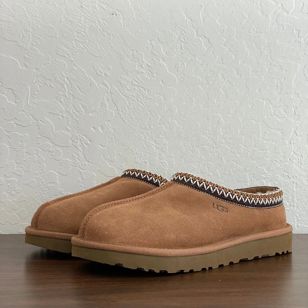 UGG Tasman Slippers Womens 8 Chestnut Sheepskin Slip-On Cozy Comfy Like New - Picture 3 of 10